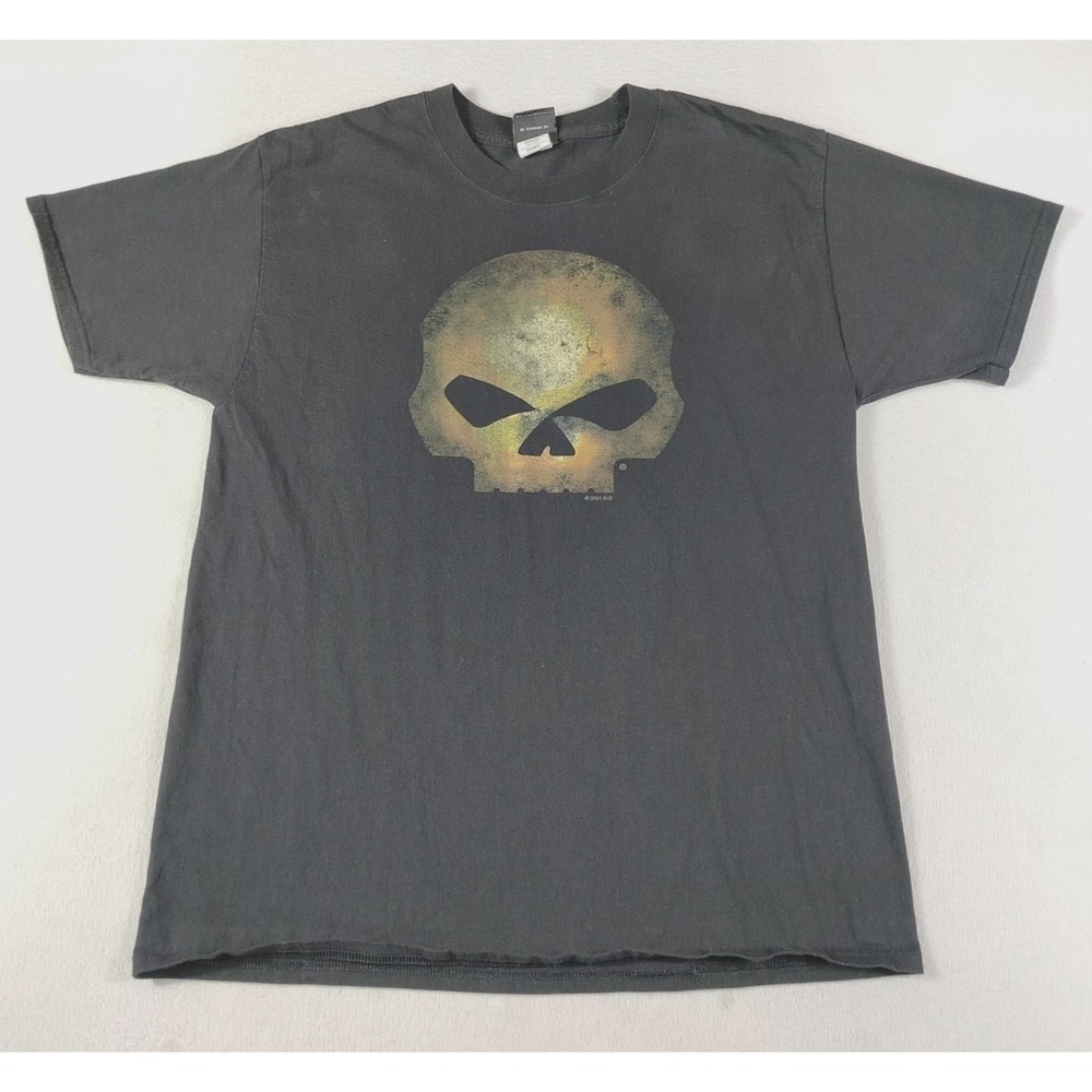 Harley Davidson Skull Shirt Mens Large Black Fort Worth Fast Free Biker TX